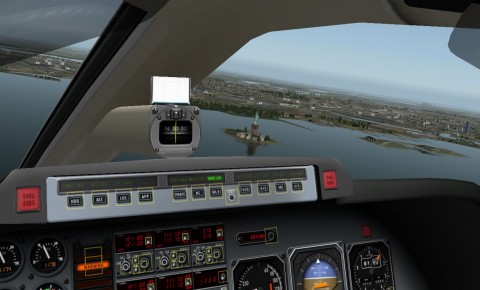 X-Plane 9: New Yorker Freiheitsstatue aus dem neuen 3D-Cockpit (X-Plane mit Erweiterung)