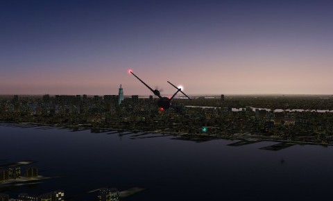 X-Plane 9: Ein einzelnes Geb&auml;ude f&auml;llt dank Erweiterung auf