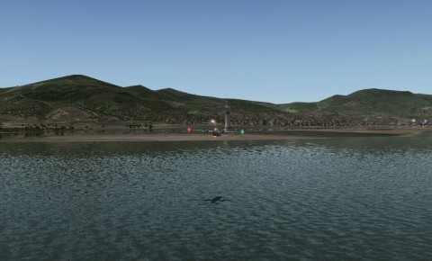 X-Plane 9: Tiefflug: Flugzeugschatten und Spiegelungen im Wasser