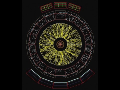 Simulation der Kollision von Bleiionen in Alice (Bild: CERN)