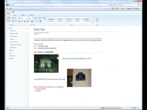 OneNote als Office Web Applikation