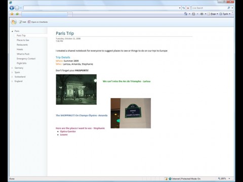 OneNote als Office Web Applikation