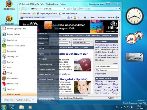 Windows 7 Beta - Startmen�