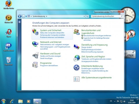 Windows 7 Beta - Systemsteuerung Ansicht 1