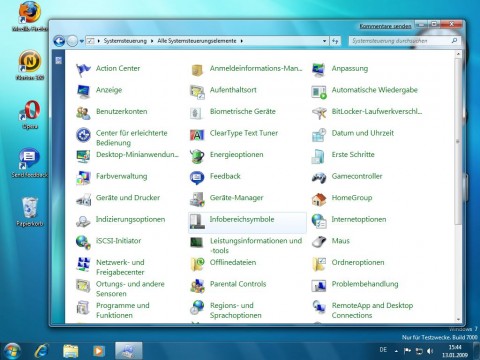 Windows 7 Beta - Systemsteuerung Ansicht 2