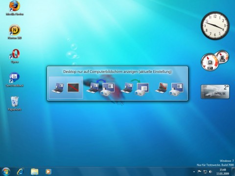 Windows 7 Beta - Anzeigewechsel per Windows-P