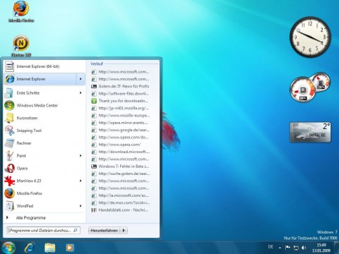 Windows 7 Beta - Sprungliste im Startmen�