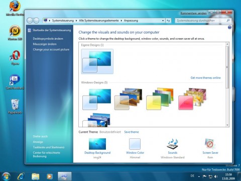 Windows 7 Beta - Theme-Auswahl