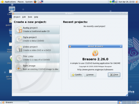 Das Gnome-Brennprogramm Brasero