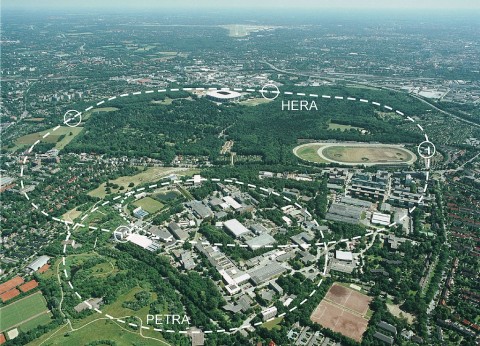 Lage der Ringe von Petra (vorne) und Hera im Hamburger Stadtteil Bahrenfeld (Foto: Desy)
