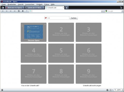 Opera 10 - leeres Tab