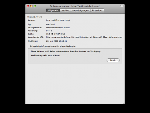 Firefox 3.5 - Seiteninformationen