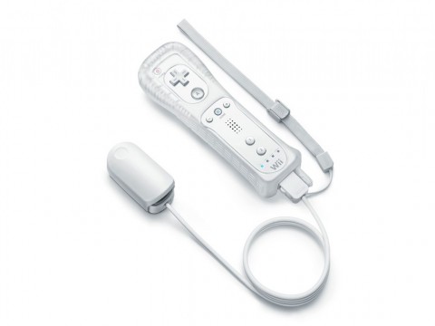 Wiimote mit angeschlossenem Wii-Vitality-Sensor