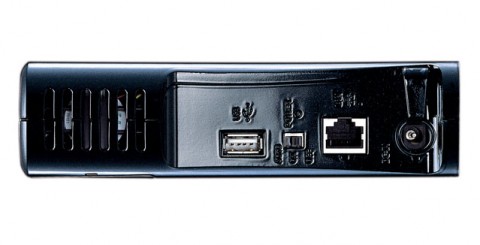 LinkStation Pro (LS-XHL) - die Schnittstellen auf der R&uuml;ckseite: USB 2.0 und Gigabit-Ethernet