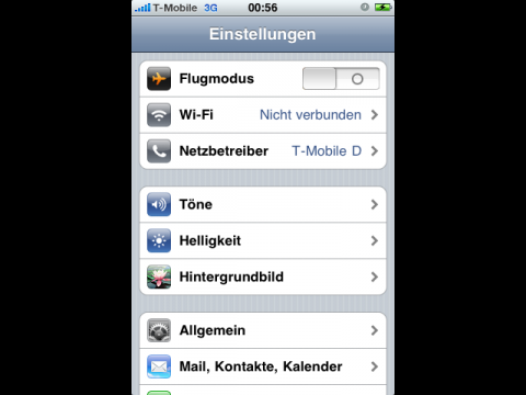 Die Einstellungen des iPhoneOS 3.0