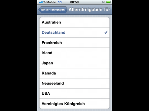 Verschiedene L&auml;nder haben verschiedene Altersfreigabesysteme.