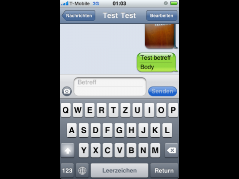 Eine SMS mit Betreff ist eigentlich eine MMS.