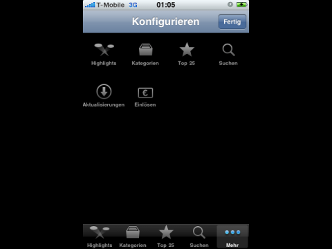 Anpassungen der Men&uuml;leiste im iPhoneOS 3.0