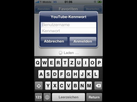 Der Anwender kann sich jetzt anmelden und seine Favoriten bei Youtube verwalten.