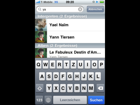 Suchfunktion in iTunes
