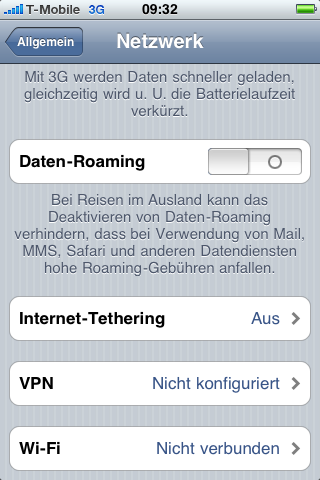 Internet-Tethering: Die Option werden T-Mobile-Kunden vorerst nicht sehen.