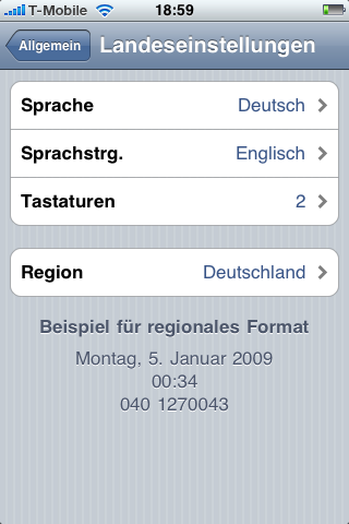 ... da Apple Spracherkennungssprache und Betriebssystemsprache voneinander trennt.