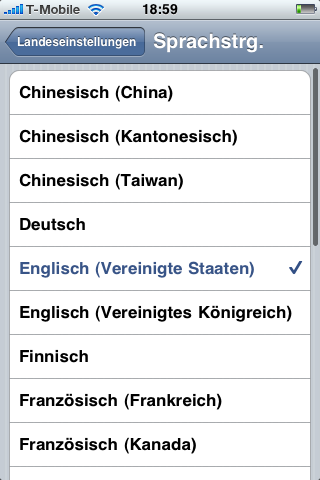 Wechsel vom US-Englisch ...
