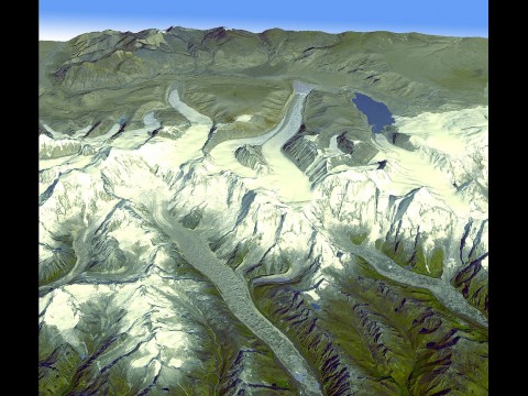 Von weit unten nach ganz oben: Dieses Bild zeigt die Berge und Gletscher Bhutans. Das kleine Land liegt im Himalaya, dem h&ouml;chsten Gebirge der Welt. (Bild: NASA)
