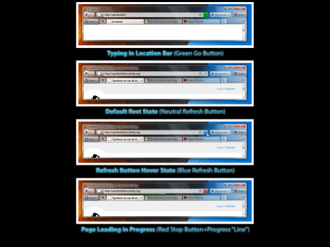 Firefox 4.0 Mockup - kombinierter Stop-, Reload- und Go-Button
