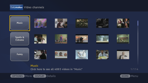 Startseite von Dailymotion auf Bravia Internet Video