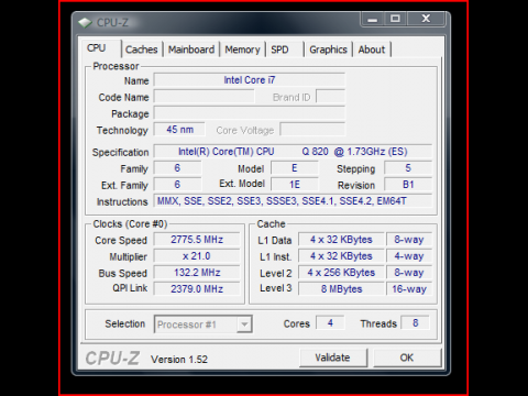 Core i7 820QM erzielt 11.677 Punkte im CPU-Test des 3DMark Vantage.