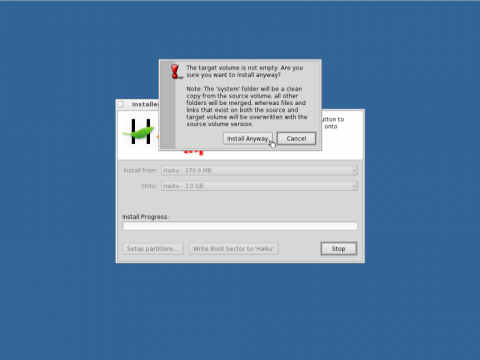 Installation auf vorhandener Partition
