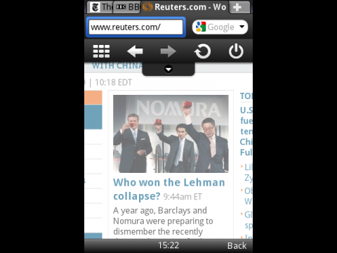 Opera Mini 5 mit eingeblendeten Navigationselementen