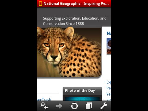 Opera Mini 5 mit eingeblendeten Navigationselementen
