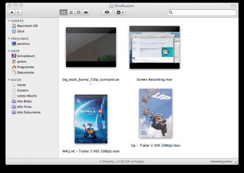 Der Finder zeigt jetzt bei Videos ein Cover an, wenn es vorhanden ist.