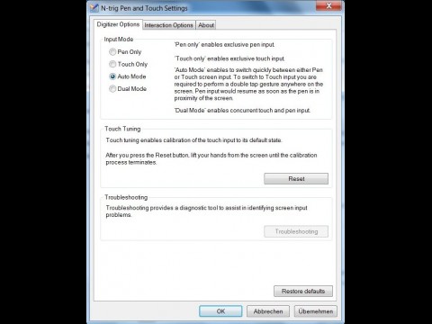N-Trig spart sich jetzt bei den Einstellungen die Multitouchgesten. Von nun an &uuml;bernimmt Windows 7 das.