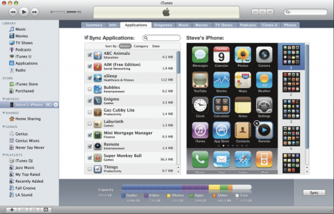 iTunes 9 - AppSync