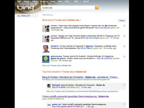 Twitter-Suche auf Bing