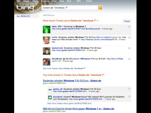 Twitter-Suche auf Bing