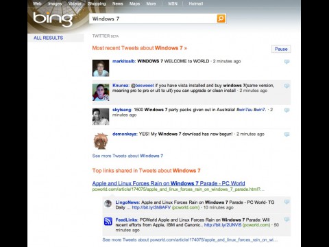 Twitter-Suche auf Bing