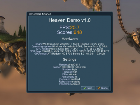 Ergebnis von 'Heaven' unter Vista 64