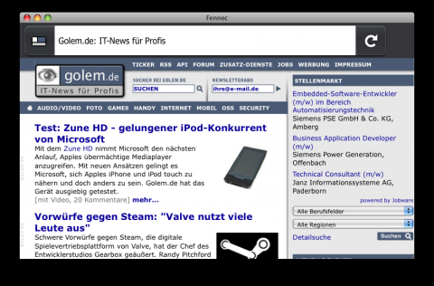 Fennec 1.0 Beta 4 f&uuml;r Maemo (unter MacOS X)