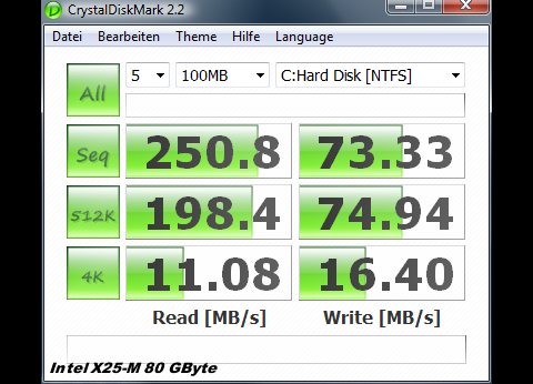 Crystal Disk auf Intel X25-M