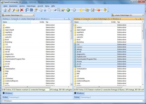 Speedcommander 13 - mit der Maus ausgew&auml;hlte Dateien