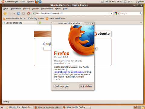 Der Internet Browser Firefox wurde auf die Version 3.5.3 aktualisiert.