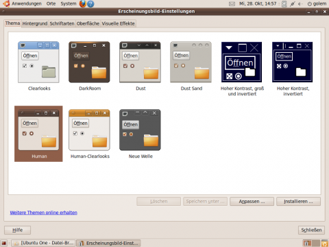 Ubuntu liefert zus�tzliche Themes mit.