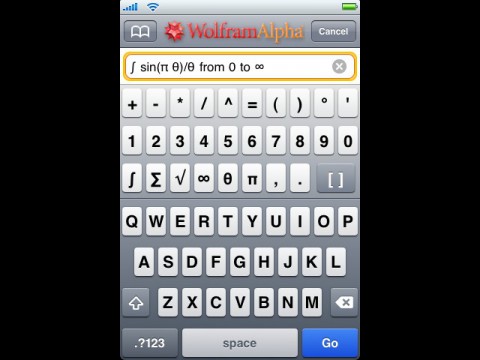 Wolfram-Alpha-iPhone-App - Eingabe von wissenschaftlichen Zeichen