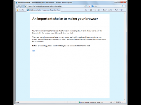 Entwurf f�r Microsofts Browserauswahl