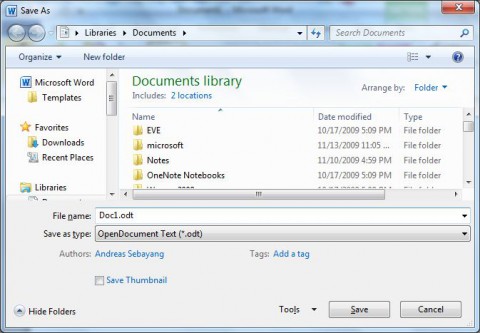 OpenDocument-Unterst&uuml;tzung
