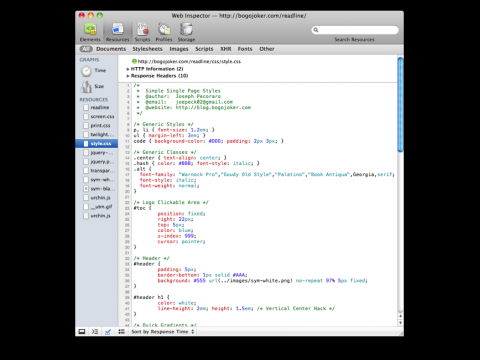 Webkit Web Inspector: Syntax-Highlighting f�r CSS